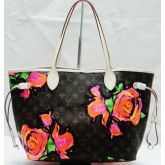 BOLSA PRETA NERVERFULL ROSE COURO