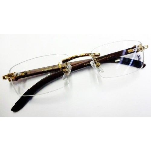 Armação Cartier 3 Dourado C/haste Marrom
