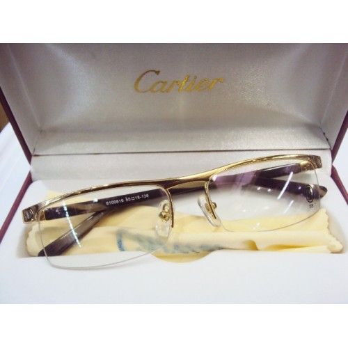 Armação Cartier Dourado c/ Haste Marrom Degradê